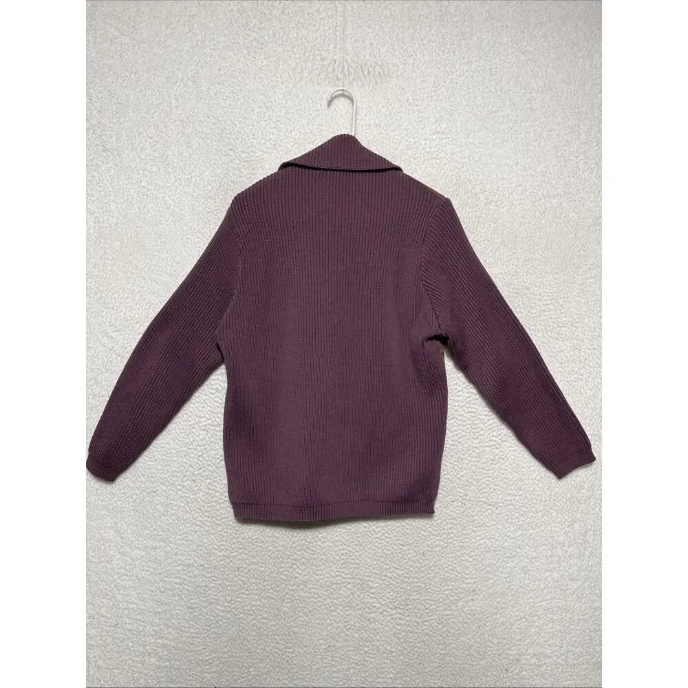 VTG 60’s Glenhusky Scotland Wool Suede Grandpa Cardigan Sweater L Cabincore